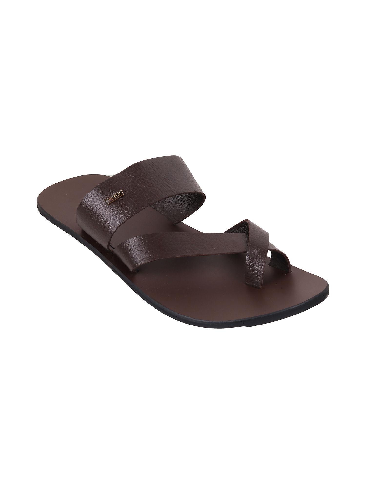 men synthetic brown slippers