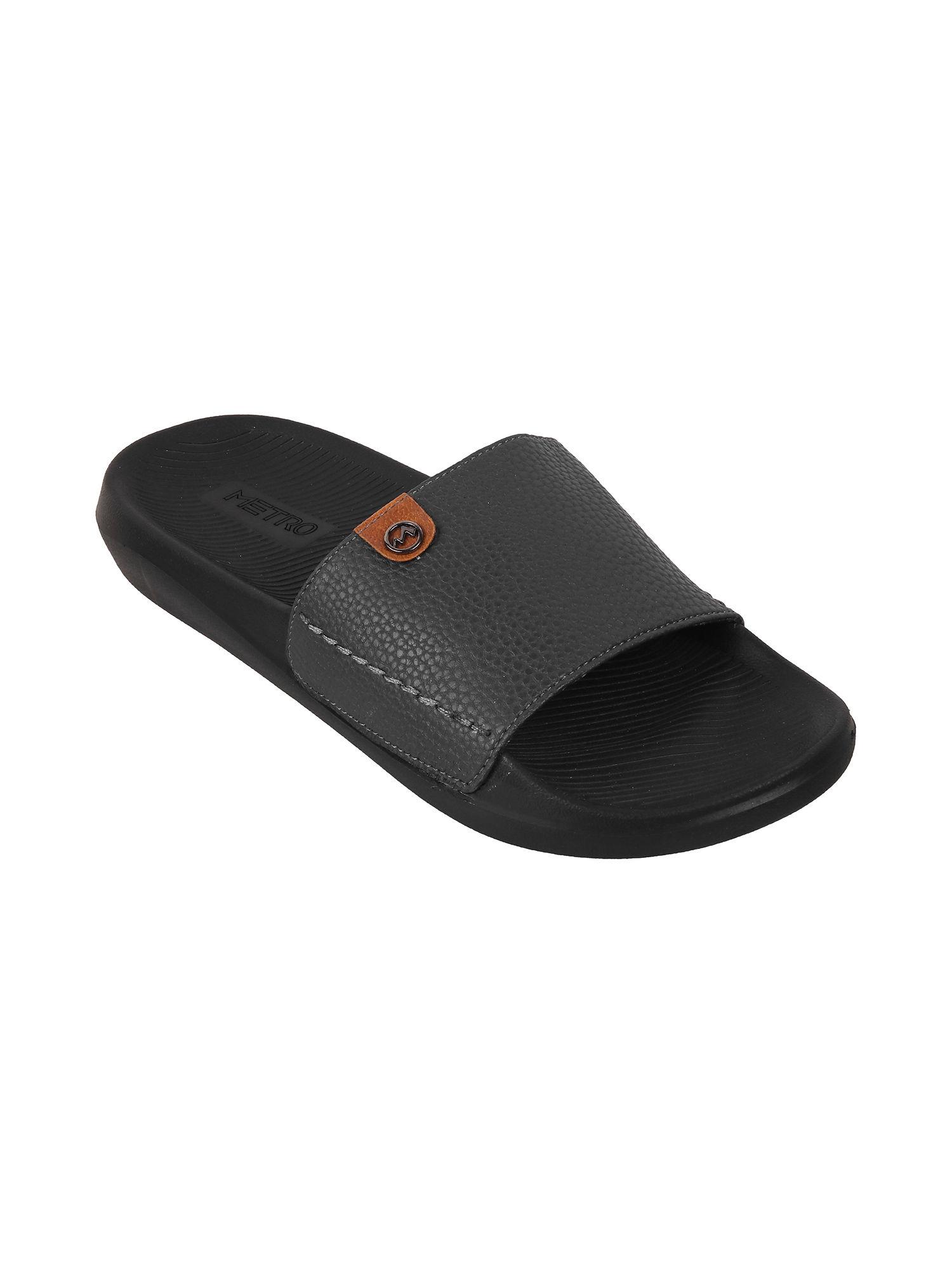 men synthetic grey stylish sliders