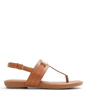 men t-strap sandals with sling-back buckle