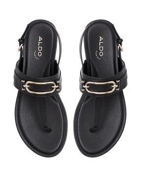 men t-strap sandals with sling-back