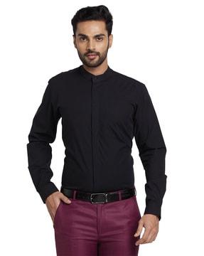 men tailored fit cutaway collar shirt