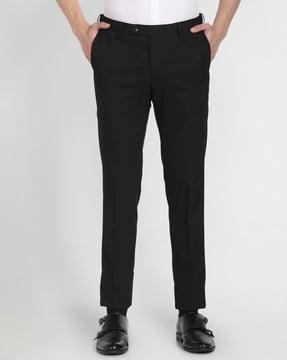 men tailored fit flat-front trousers