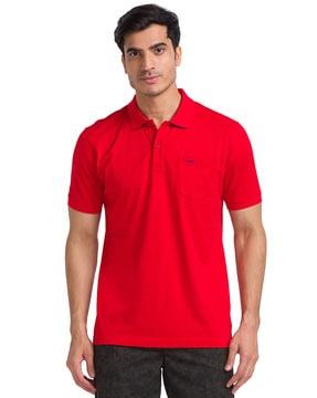 men tailored fit polo t-shirt with patch pocket