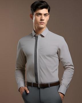men tailored fit shirt with contrast panel