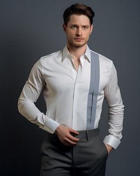 men tailored fit shirt with contrast stripe