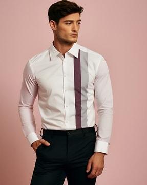 men tailored fit shirt with contrast stripes