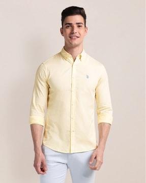 men tailored fit shirt with logo embroidery