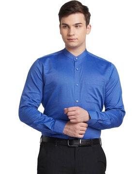 men tailored fit shirt with mandarin collar