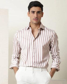 men tailored fit striped shirt