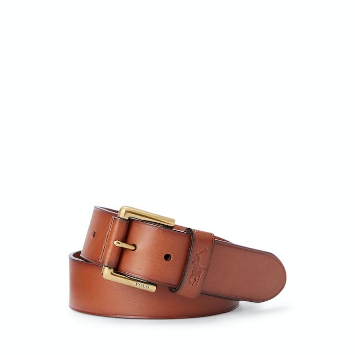 men tan leather dress belt