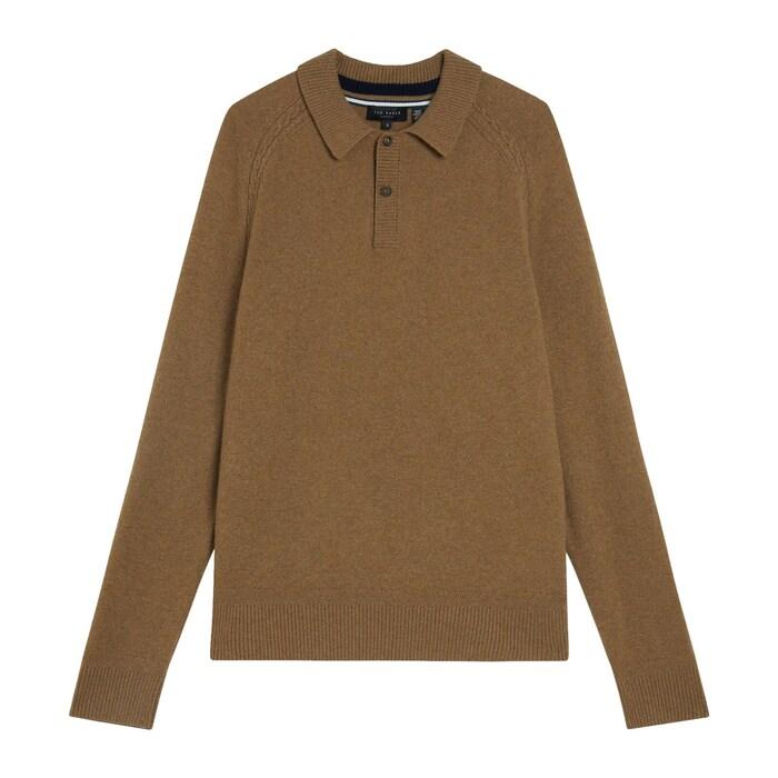 men tan polo-neck jumper