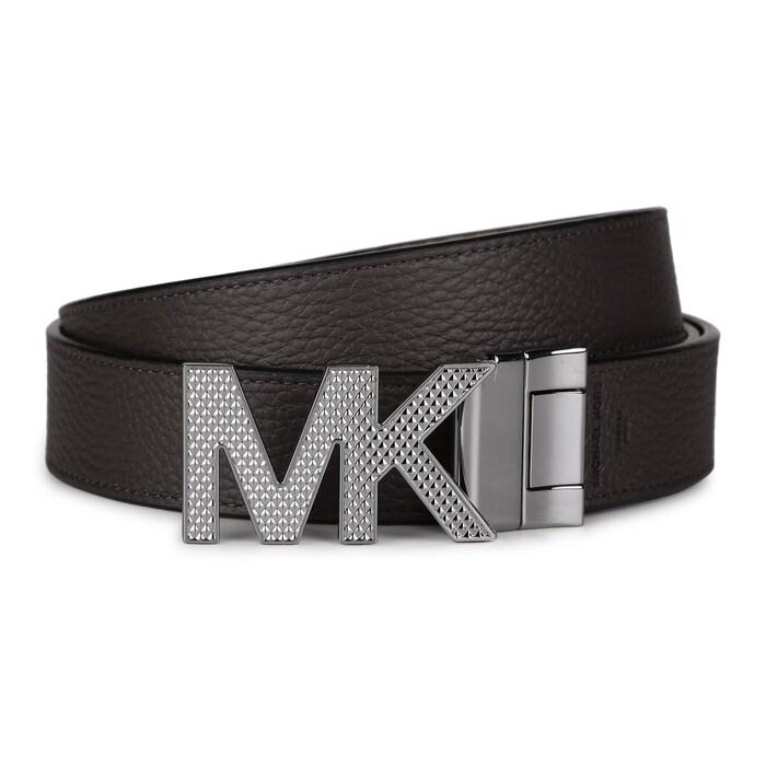 men tan reversible belt with mk buckle