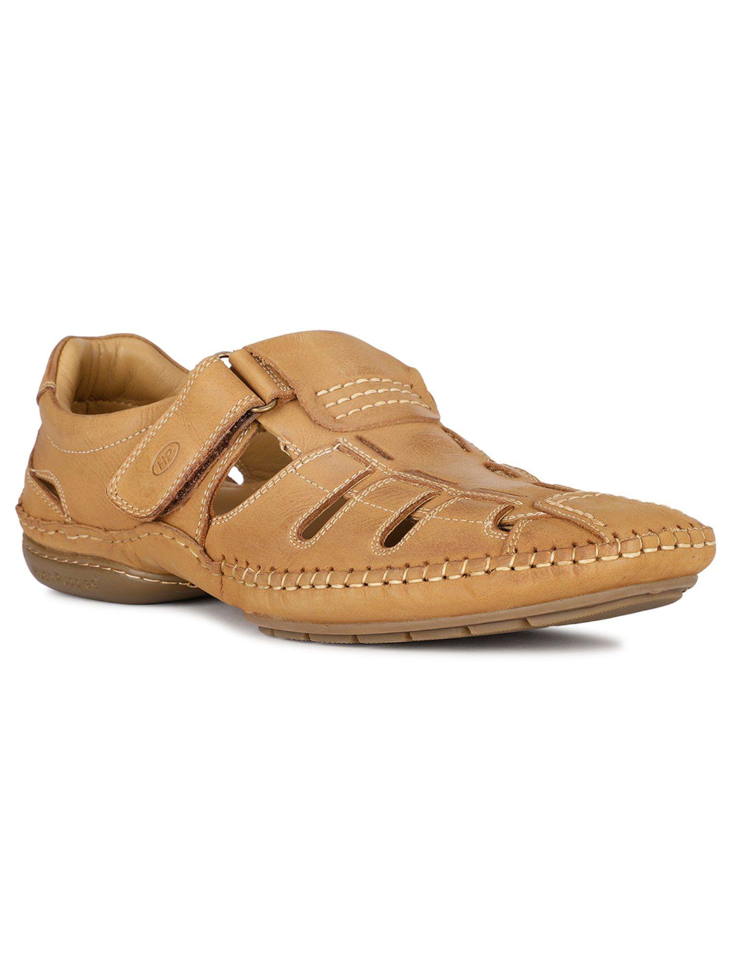 men tan velcro sandals