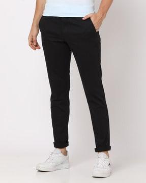 men tapered fit flat-front chinos