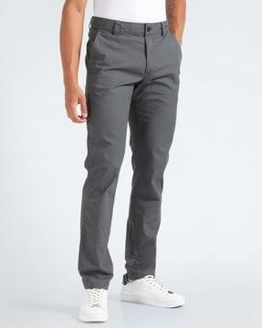 men tapered fit flat-front chinos