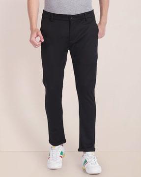 men tapered fit flat-front chinos