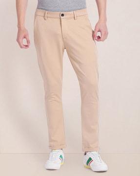 men tapered fit flat-front chinos