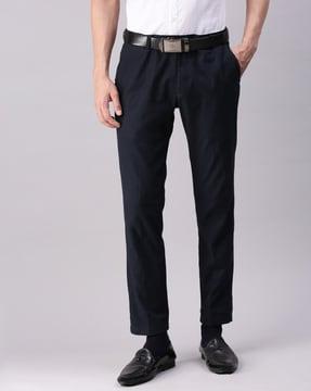 men tapered fit flat-front trousers