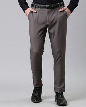 men tapered fit flat-front trousers