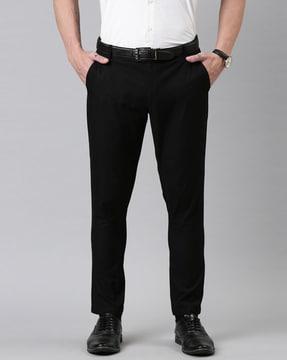 men tapered fit flat-front trousers