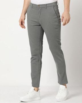 men tapered fit flat-front trousers