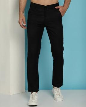 men tapered fit flat-front trousers