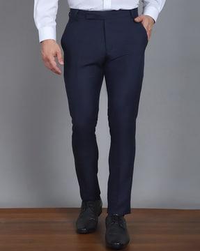 men tapered fit flat-front trousers