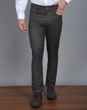 men tapered fit flat-front trousers