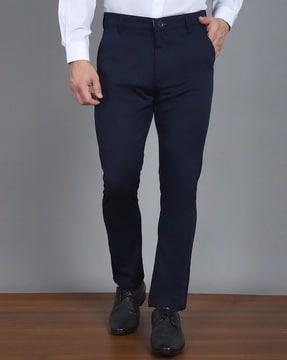 men tapered fit flat-front trousers