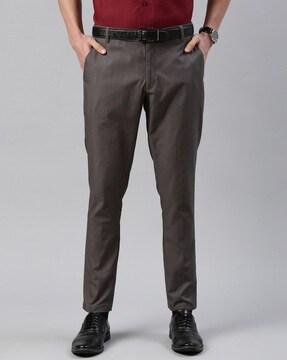 men tapered fit flat-front trousers