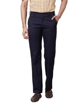 men tapered fit flat-front trousers