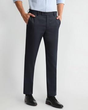 men tapered fit flat-front trousers