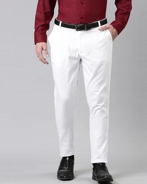 men tapered fit flat-front trousers