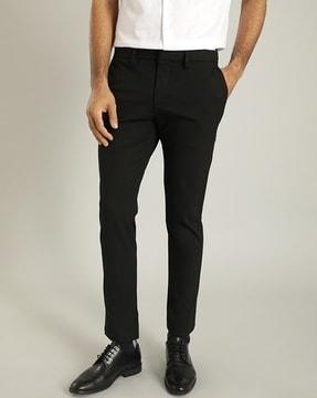 men tapered fit flat-front trousers