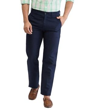 men tapered fit flat-front trousers