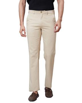 men tapered fit flat-front trousers