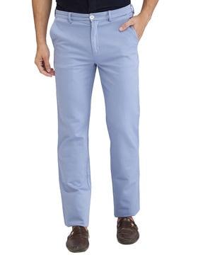 men tapered fit flat-front trousers