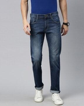 men tapered fit jeans with 5-pocket styling