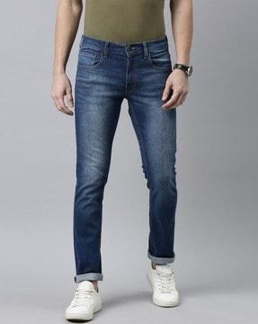 men tapered fit jeans with 5-pocket styling