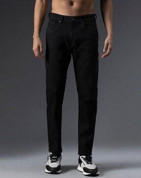 men tapered fit jeans with elasticated waist