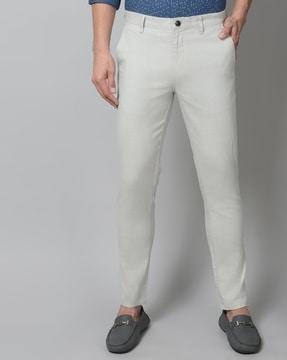 men tapered fit low-rise trousers