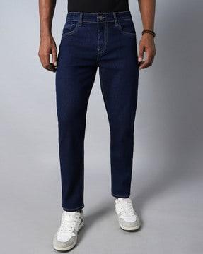 men tapered jeans with 5-pocket styling