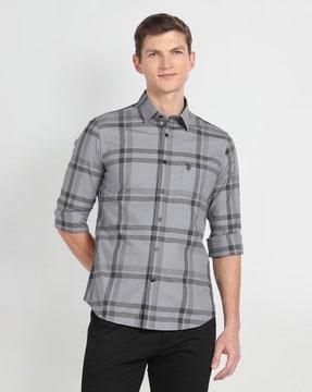 men tartan checked regular fit shirt