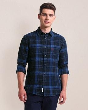 men tartan checked regular fit shirt