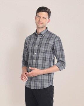 men tartan checked shirt