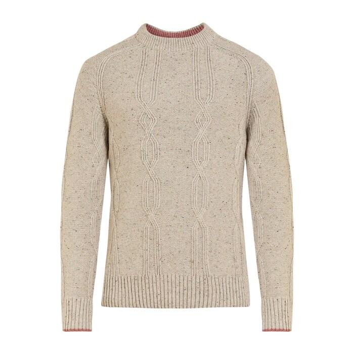 men taupe cable detail jumper