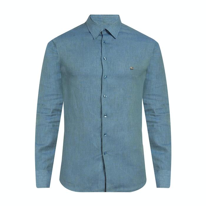 men teall solid chest logo shirt