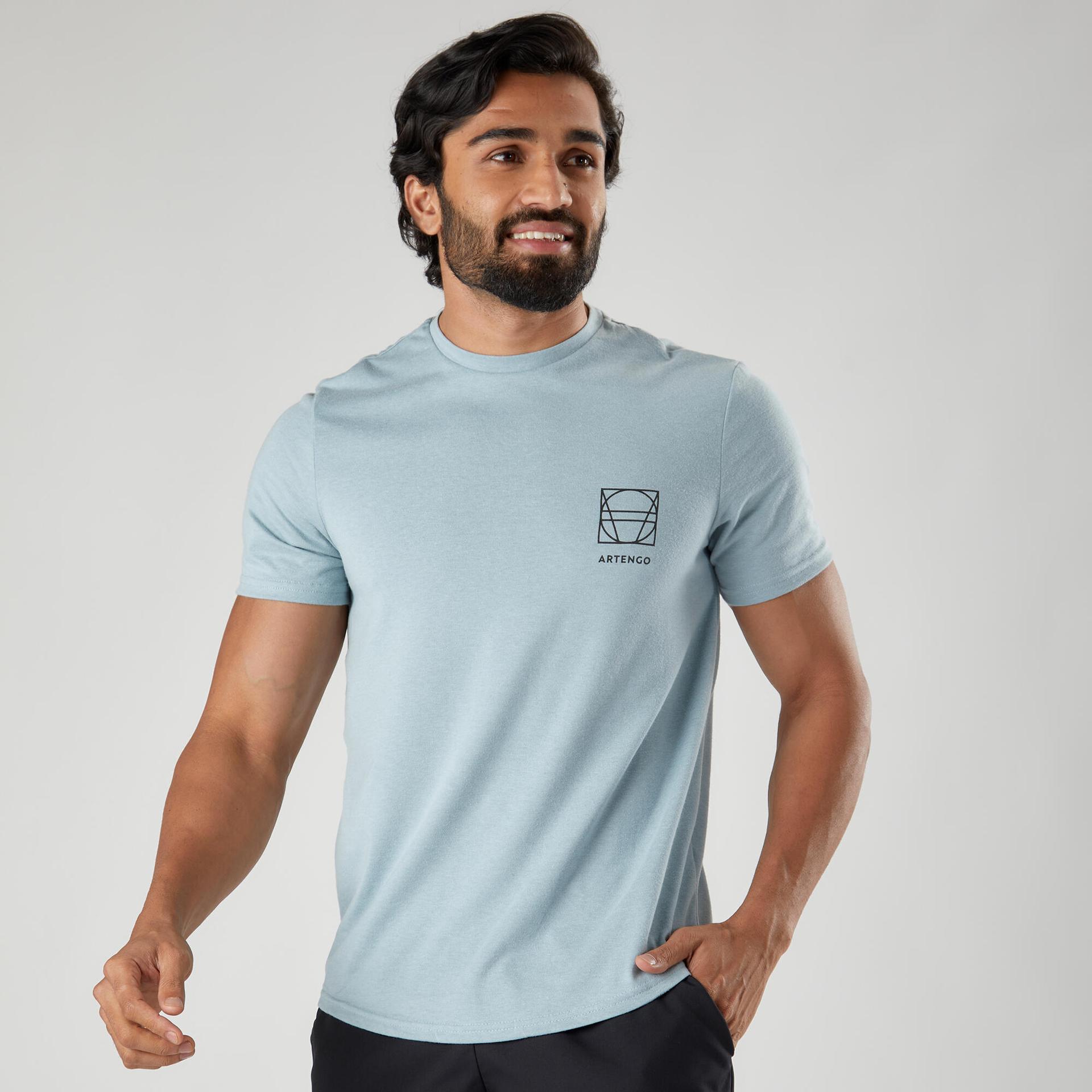 men tennis t-shirt - basic light blue grey