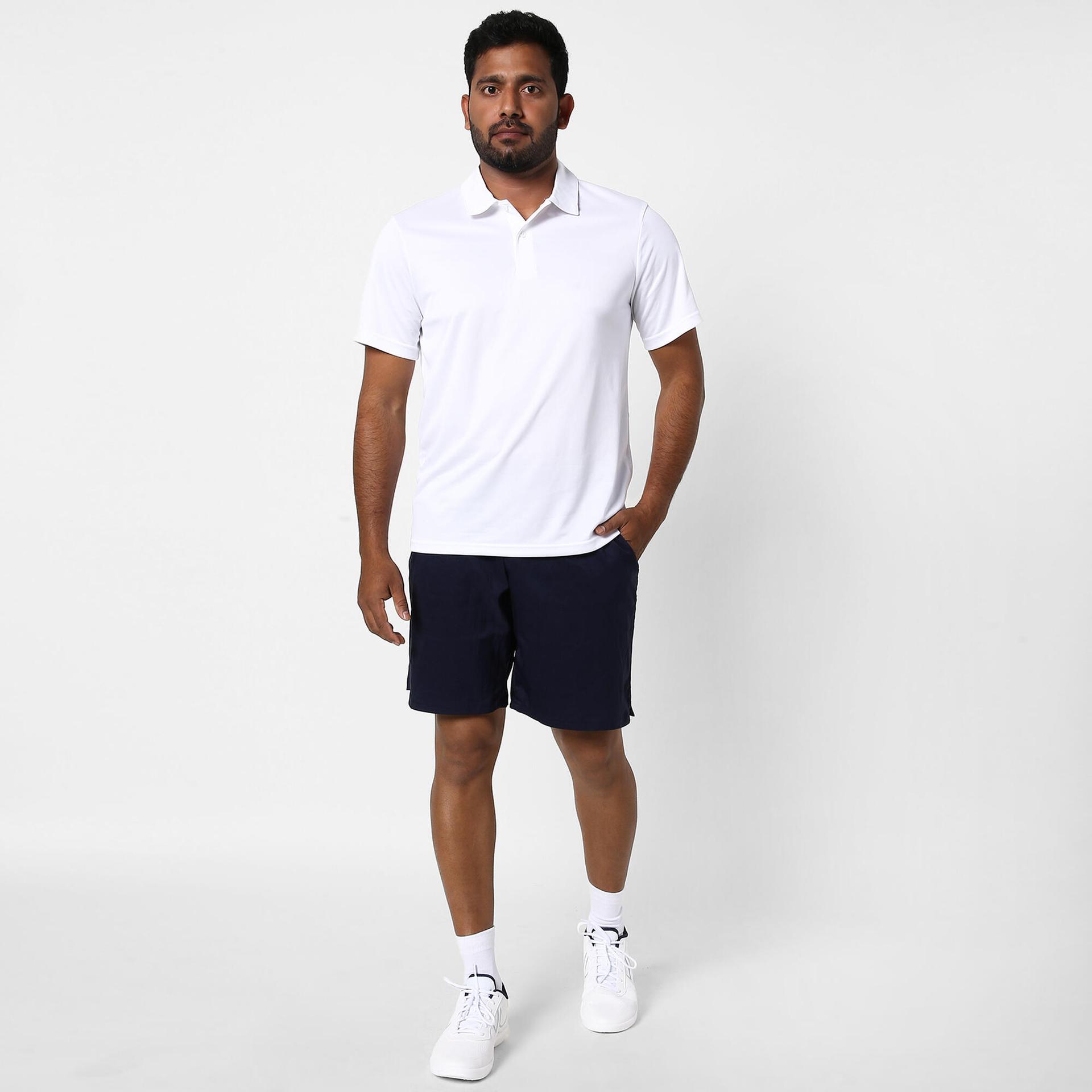 men tennis t-shirt polo dry 100 white