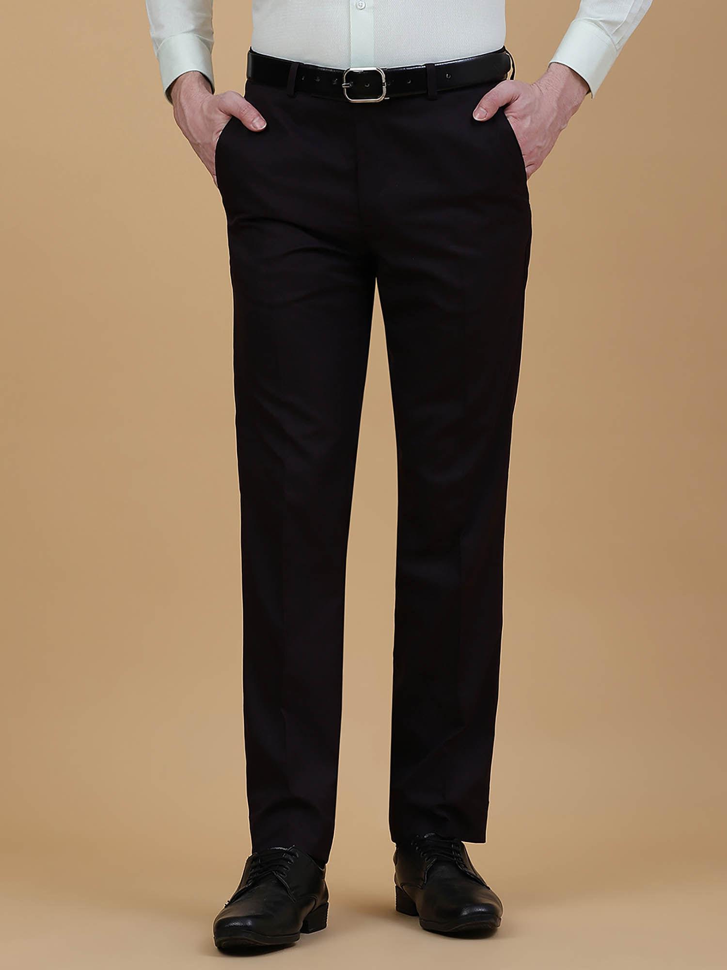 men terry rayon solid wine slim fit formal trouser